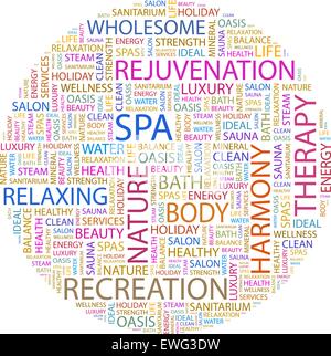 SPA. Word cloud illustrazione. Tag cloud concetto collage. Illustrazione Vettoriale
