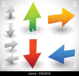 Icone a forma di freccia rivolta verso l'alto, il basso, a sinistra e a destra. Grafica vettoriale Illustrazione Vettoriale