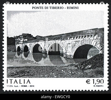 Il Ponte di Tiberio (Italiano: Ponte di Tiberio) o del Ponte di Augusto (latino: Pons Augusto) Foto Stock