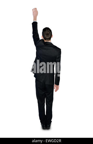 Isolate il business man salire qualcosa Foto Stock