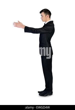 Isolate il business man presentare qualcosa Foto Stock