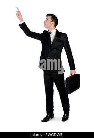 Isolate il business man qualcosa di puntamento Foto Stock