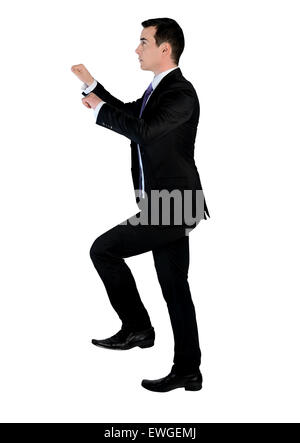 Isolate il business man salire qualcosa Foto Stock