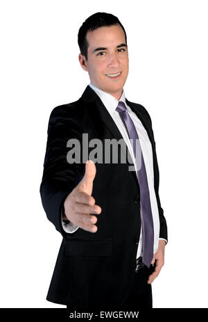 Isolate il business man mano shake Foto Stock