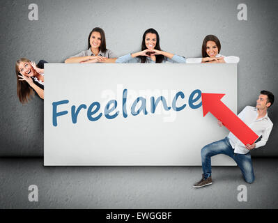 Parola Freelance la scrittura sul banner bianco Foto Stock