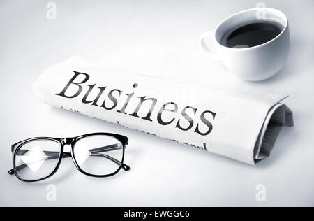 Parola di business sul giornale Foto Stock