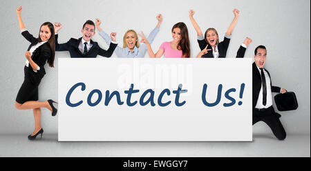 Contattaci parola scritta sul banner Foto Stock