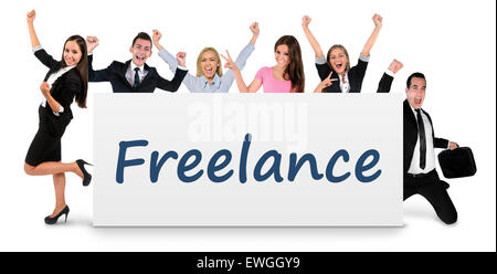 Freelance di scrittura di parola su banner Foto Stock