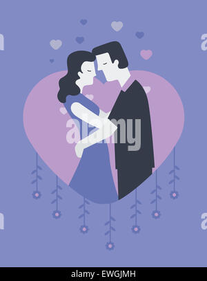 Giovane romancing in forma di cuore Foto Stock