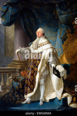 Francese: Louis XVI, roi de France et de Navarre (1754 - 1793), revêtu du grand royal costume en 1779 Louis XVI, re di Francia e Navarra (1754 - 1793), indossa il suo grand royal costume in 1779 Antoine Callet Foto Stock