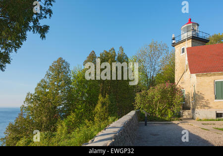 Wisconsin Door County, penisola parco statale, Eagle Bluff faro, presidiata 1868-1926, si affaccia sul Green Bay Foto Stock