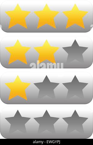 Star rating elemento con 3 stelle. Vettore Illustrazione Vettoriale