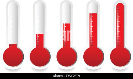 Termometro in salita, thermograph set. elementi vettoriali. temperatura, clima concetti. Illustrazione Vettoriale