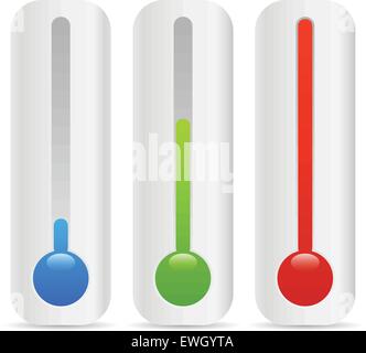 Termometro in salita, thermograph set. elementi vettoriali. temperatura, clima concetti. Illustrazione Vettoriale