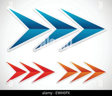 Illustrazione di triple frecce. Frecce verso destra. Illustrazione Vettoriale