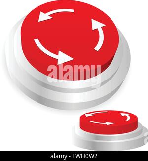 Il funzionamento della macchina pulsante. Riavviare, ripetere, ricorrenti, sincronizzare, sincronizzazione, macchinari, circolazione, concetti di riciclo Illustrazione Vettoriale