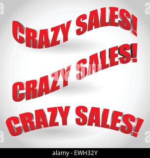 Set di crazy vendita banner di testo. Illustrazione Vettoriale. Illustrazione Vettoriale