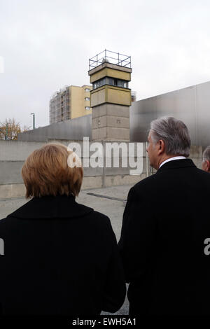 Berlino, Germania, conferenza commemorativa 25 anniversario presso il Memoriale del Muro di Berlino Foto Stock