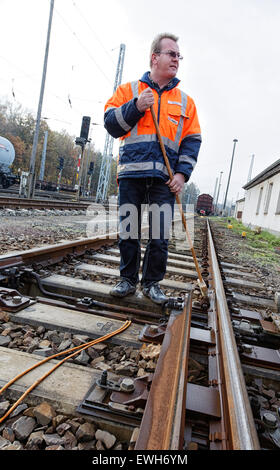 Neuseddin, Germania, preparazioni invernali presso la Deutsche Bahn AG Foto Stock