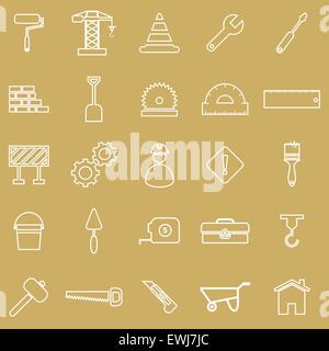 Linea di costruzione icone sullo sfondo marrone, vettore di stock Illustrazione Vettoriale