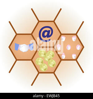 Immagine concettuale che rappresentano concetti di due società di fusione e di crescita nel business Foto Stock