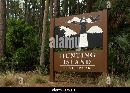 Caccia Island State Park Sign South Carolina, Stati Uniti d'America. Foto Stock