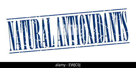 Antiossidanti naturali blu vintage grunge timbro isolato su sfondo bianco Foto Stock