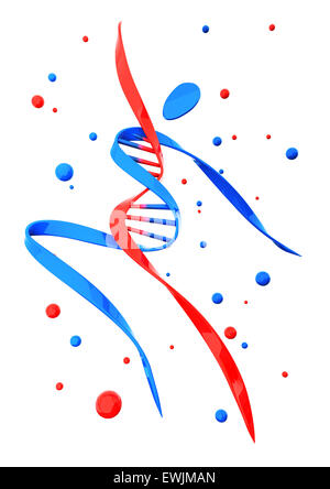 Molecola di DNA in forma umana di isolato su bianco Foto Stock