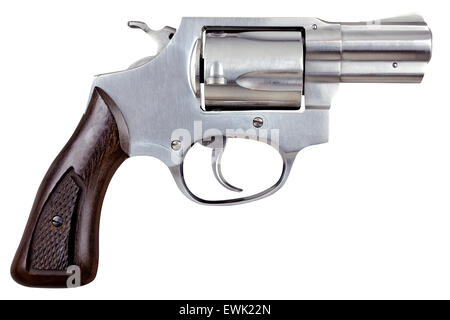 Pistola Gun Revolver isolati su sfondo bianco Foto Stock