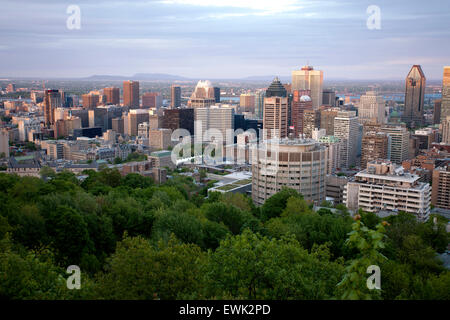 Foto panoramica della città di Montreal fron Mount Royal Foto Stock