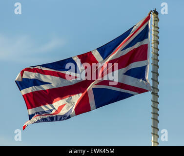 Union Jack su un palo di bandiera Foto Stock