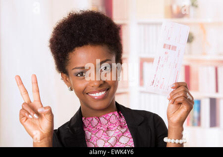 Nero donna ufficio biglietti Foto Stock