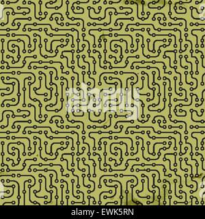 Scheda di circuito elettronico. Seamless sfondo astratto. Configurazione astratta. Illustrazione Vettoriale