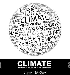 Clima. Concetto di sfondo wordcloud illustrazione. Il concetto di stampa word cloud. Graphic collage. Illustrazione Vettoriale