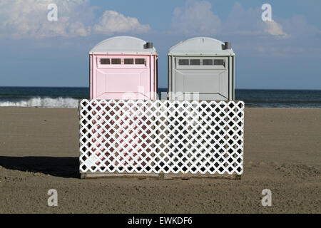 I bagni portatili sulla spiaggia di Wildwood Crest, New Jersey, STATI UNITI D'AMERICA Foto Stock