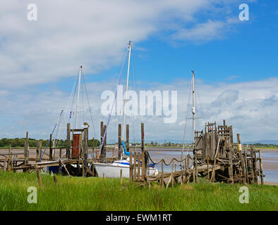 Skippool Creek, sul fiume Wyre, Thornton Cleveleys Lancashire, in Inghilterra, Regno Unito Foto Stock
