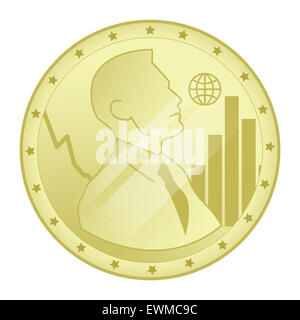 Imprenditore e il grafico a barre sulla moneta che rappresenta la crescita nel business Foto Stock