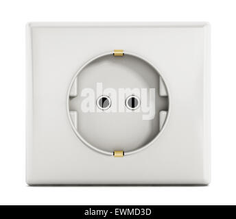Presa elettrica isolata su sfondo bianco Foto Stock