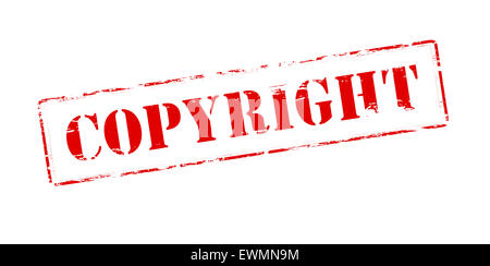 Timbro di gomma con word copyright all'interno, illustrazione Foto Stock