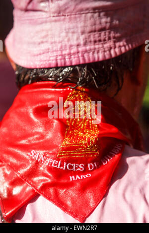 Dettaglio del fazzoletto. Battaglia di festa del vino. Haro. La Rioja. Spagna Foto Stock