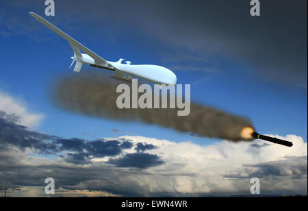 MQ-9 Reaper incendi hellfire rocket Foto Stock