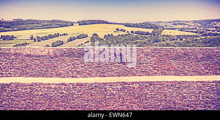 Vintage tonica abstract sfondo costituito di bailey e parete di mattoni. Foto Stock