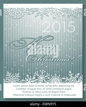Natale con fondo argento con fiocchi di neve e copy-spazio. Eps vettoriali10. Illustrazione Vettoriale