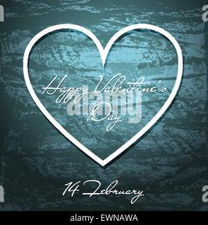 Il giorno di San Valentino blu sfondo grunge con cuore bianco. Eps vettoriali10. Illustrazione Vettoriale