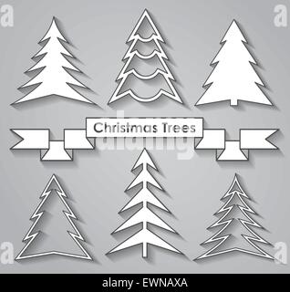 Insieme di alberi di Natale. Design piatto. Illustrazione Vettoriale. Illustrazione Vettoriale