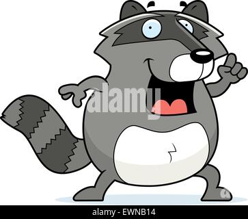 Un felice cartoon raccoon con un'idea. Illustrazione Vettoriale