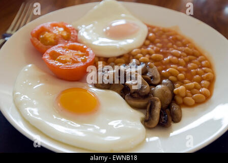 La completa prima colazione inglese per vegetariani Foto Stock