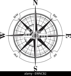 Nero rosa dei venti isolato su bianco Illustrazione Vettoriale