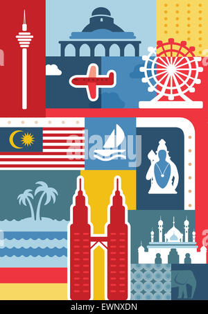 Collage illustrativi della Malaysia Foto Stock