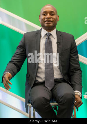 Aspen, Colorado, Stati Uniti d'America. Il 29 giugno, 2015. New York Times columnist CHARLES BLOW parla all'Aspen idee Festival. Credito: Brian Cahn/ZUMA filo/Alamy Live News Foto Stock